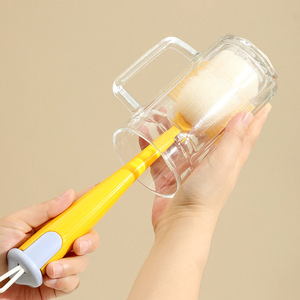 4 In 1 Cup <b>Brush</b> With Long Handle For Cleaning Baby Bottles And Water Cups Yellow - Product Image 2