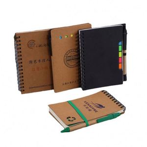 Carnet de notes créatif imprimé à feuilles mobiles, reliure piquée à cheval, format A5, avec stylo, couverture en papier kraft, pour usage professionnel et bureautique - Product Image 5