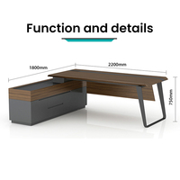 Commercio all'ingrosso moderno convertibile capo ufficio scrivania di lusso Executive mobili da ufficio in legno Workstation con cavo di ricarica Box