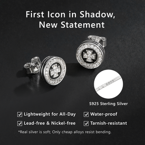 Boucles <span class=keywords><strong>d</strong></span>'oreilles clous rondes plaquées or 14 carats pour hommes, incrustées de zircone cubique, style hip-hop, avec fermoir push-back, pour hommes - Product Image 3