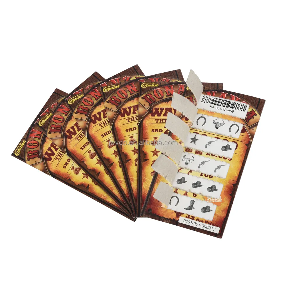 Factory Sale Various Colors Pull Tabs Gambling Tickets Peel Off Lottery Ticket Printing Suppliers