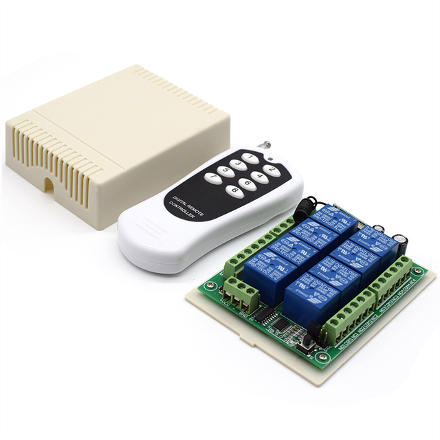 433Mhz Wireless RF Universal DC 12V 8CH Receiver Remote Control Switch Long Distance Transmitter Bedroom Light Lamp Motor Led