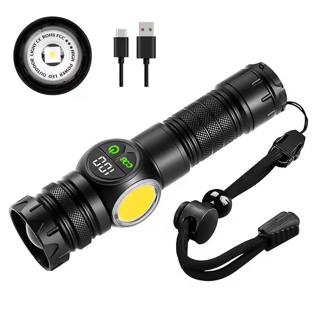 USB Rechargeable Powerful Flashlight Li-ion Battery Magnetic COB IP55 Aluminum Alloy Waterproof Emergency Use
