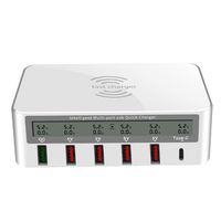Station de charge USB sans fil 50W/100W 6 ports avec écran LCD à port USB 3.0 à charge rapide pour téléphones intelligents, tablette