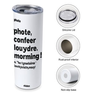 Travel Drink <b>Mug</b> 20oz Straight Car Cup <b>Double</b> <b>Wall</b> Stainless Steel Heat Cold Keep Custom Logo - Product Image 3