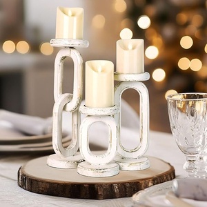 Lot de 3 bougeoirs en <span class=keywords><strong>bois</strong></span> rustiques pour bougies piliers pour décorations de mariage et de Noël - Product Image 6