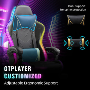 360 Rotation Bureau Massage Fonctionnel RGB <span class=keywords><strong>Gamer</strong></span> <span class=keywords><strong>Chaise</strong></span> 130KG Noir <span class=keywords><strong>Chaise</strong></span> De Jeu LED <span class=keywords><strong>Chaise</strong></span> De Jeu avec Appui-Tête Réglable - Product Image 3