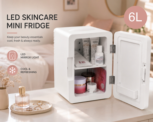 6L Skincare Beauty Cooler <b>Mini</b> Fridge with LED Light and Mirror Portable for Hotel & Outdoor Use Stainless Steel - Product Image 6