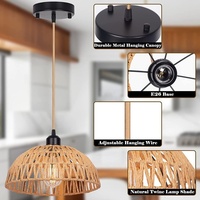 Lustre en forme de dôme en rotin de style bohème, tissé à la main, hauteur réglable, éclairage LED pour îlot de cuisine, salon, salle à manger