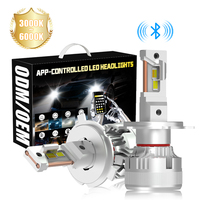 G-VIEW pour ampoule de phare LED H4/H19 contrôlée par application, 130W, 40000 lumens, 6000K blanc froid, ajustement universel, refroidissement efficace