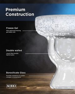 FREEZE Margarita Copas de cóctel Vidrio de doble pared Frozen Stemless Tazas de enfriamiento con enfriador de gel - Product Image 4