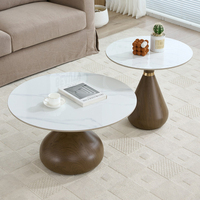 Table basse nordique moderne ronde en marbre et bois, de luxe doré, pour salon, table d'appoint ou de thé