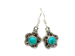 Natural Turquoise Gemstone <b>Earrings</b> Handmade 925 Sterling Silver Jewelry Elegant Blue-Green Stone Dangle Drop <b>Earrings</b> - Product Image 2