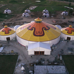 เต็นท์ทรงกลมขนาดใหญ่ หลังคาผ้าใบ รับประทาน้ำชา งานแต่งงาน สีขาว ปรับแต่งสีได้ กันฝน มีหลังคาเปิด-ปิด 2 ประตู - Product Image 1