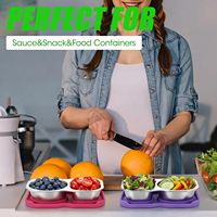 Boîte à lunch de qualité alimentaire de 5.3oz, récipient à condiments à 2 compartiments avec couvercles, récipient à collation pour sauce réfrigérée, voyage