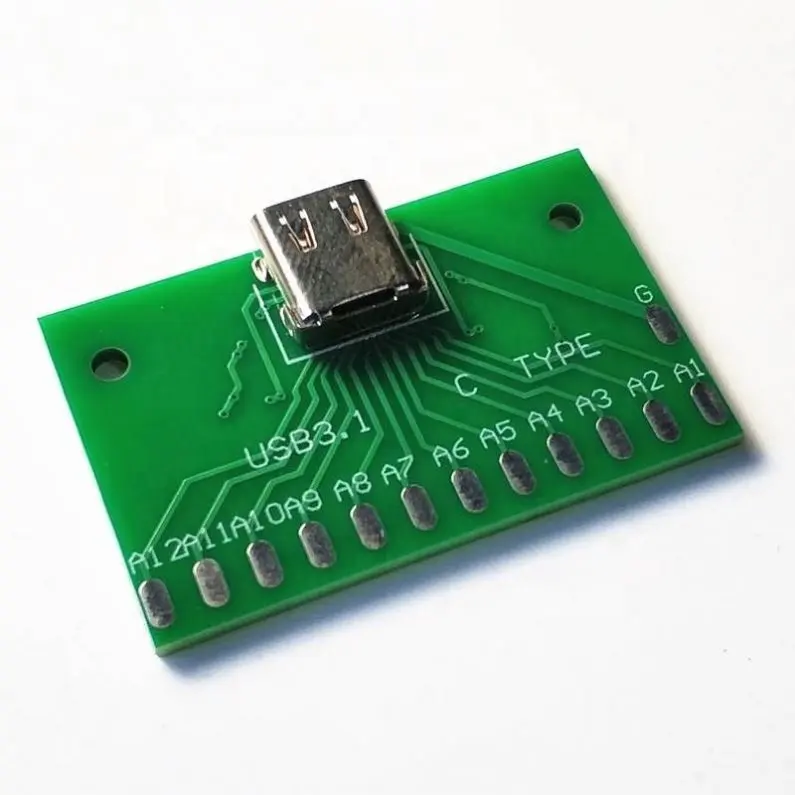Conector fêmea adaptador USB 3.1 com placa PCB 24P para medir a condução de corrente placa de teste de cabeçalho fêmea TYPE-C