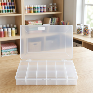 DK-618 17 Compartment Storage <b>Box</b> | Clear Plastic Embroidery floss Storage <b>Box</b> Organizing Case for <b>Small</b> Items Desk Organizer - Product Image 4