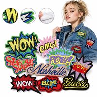 Lot de patchs brodés thermocollants ou à coudre, motifs Comic, Wow, OMG, Bam, Pow, Burst, Word, Pop Art, Nashville Script