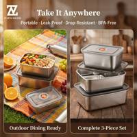 Boîte à lunch en acier inoxydable épaissi Zhenneng avec compartiments, boîte à bento portable anti-fuite pour le bureau et l'école