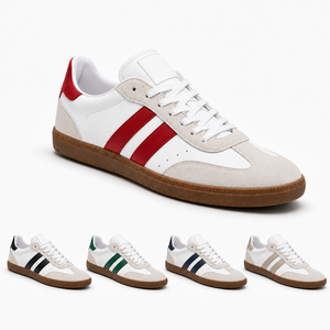 Sneakers unisexes en daim blanc crème bicolore, semelle en caoutchouc, style vintage, chaussures plates pour la marche, en stock - Product Image 6