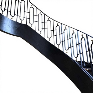 Barandilla de Escalera Curva Minimalista de Metal Negro, Pasamanos Decorativo Interior Moderno, Escalera Personalizada - Product Image 2