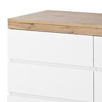 Commode en bois pleine largeur avec tiroirs à glissières fluides et plateau couleur naturelle