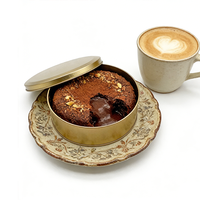 Populaire rond four-sûr de qualité alimentaire or Tiramisu plat grand rond étain gâteau de mariage boîte en métal bonbons Biscuit emballage