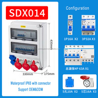 Boîte de distribution d'énergie étanche 3 pôles 400V 10A 5 pôles 16A IP44 Extérieur 5 prises Disjoncteur C16