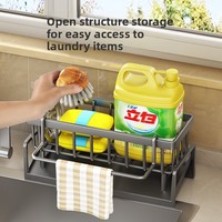 Support métallique multifonctionnel transfrontalier pour éponges, chiffons de nettoyage, savon à vaisselle, panier égouttoir et rangement d'évier