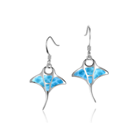 Pendentif Raie en Argent Sterling 925, Bijou Animal Marin, Coquille d'Ormeau, Collier Pendentif Raie Manta