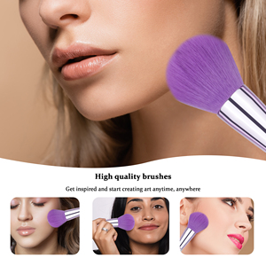 โลโก้ที่กําหนดเองขายส่งเครื่องสําอางเครื่องมือหรูหราอัญมณี Dazzle Handle 10 ชิ้นพลาสติกสีม่วง Handle แปรงแต่งหน้าชุดเครื่องมือความงาม - Product Image 5