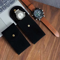 Étui à montre rectangulaire Embers bleu, noir, vert, boîte à montre en velours, doublure en coton et daim, fermeture à pression, boîte cadeau, rangement de voyage pour montre