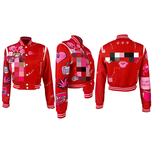 Blouson de baseball pour femme, en polaire imprimé, style streetwear chic, en laine, blouson universitaire <span class=keywords><strong>Mean</strong></span> Girls - Product Image 6