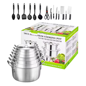 Export to Africa 7-Piece Aluminum <b>Cookware</b> <b>Set</b> with Soup Pot Modern Minimalism Design Gas Stove Applicable - Product Image 2
