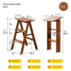 Đa Chức Năng Hộ Gia Đình Nhà Bếp Ba Bước Có Thể Gập Lại Phân Cao Di Động Dày Nhỏ Băng Ghế Dự Bị Thanh Phân Để Làm Sạch Loại Bib - Product Image 6