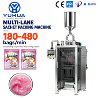 Machine d'emballage de sachets de conditionneur de tissus multi-voies YH 20 ml pour détergent, savon liquide, crème, emballage de pochettes liquides à scellage 4 côtés