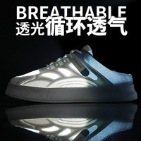 2025 printemps été hommes chaussures décontractées à la mode demi sans lacet pantoufles haute valeur maille doublure Pu conception Simple tout match Style