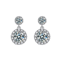 Boucles d'oreilles de luxe en argent 925 en gros, motif Yin Yang Tai Chi, avec moissanite, pour mariage