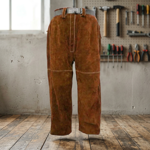 Men's Brown <b>Wool</b> Work <b>Pants</b> High Waist Button Closure Heavyweight Flat Front Workwear Style - Product Image 2