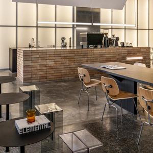 Tùy chỉnh phong cách cổ điển đá cẩm thạch hàng đầu cà phê cửa hàng bảng thanh lịch sắt siêu thị kệ với LED chiếu sáng thiết kế nội thất giới thiệu - Product Image 2