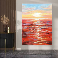 Peinture à l'huile artisanale grande taille, style abstrait impasto rouge, vente en gros pour hôtels, directement de l'usine, art écologique pour grandes galeries