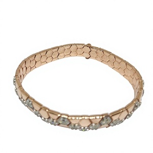 Exclusiva Pulsera de Tenis con Patrón de Panal en Oro Rosa, Diamantes Naturales Certificados IGI FG SI, Estilo Bohemio de Lujo - Product Image 1