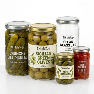 Vente en gros de pots en verre transparent cylindriques de 450 ml pour cornichons et <span class=keywords><strong>olives</strong></span> - Product Image 3