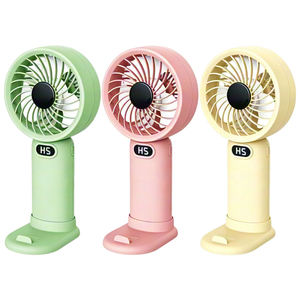 Mini Ventilador de Mano con Pantalla LCD 2 en 1, Soporte para Teléfono de Escritorio, 5 Velocidades, 1200mAh Recargable, Regalo de Verano - Product Image 1