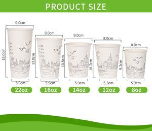 Gobelets en papier jetables à paroi simple pour café, de 8 oz à 22 oz, avec couvercles, pour tailles 8 oz, 12 oz, 14 oz, 16 oz, 22 oz, à faible MOQ et prix abordable - Product Image 5