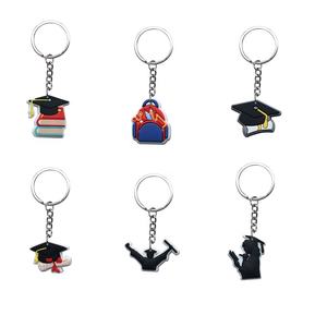 Llavero de goma suave de Pvc de dibujos animados con borde promocional, bolso escolar, colgante de regalo pequeño, llavero de Pvc - Product Image 1