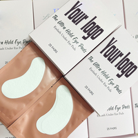 Patchs hydrogel sous les yeux en coton fin, sans peluches, avec logo personnalisé, pour extensions de cils, fournisseur de patchs oculaires, 50 paires