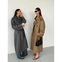 Nouvelle Collection Automne 2026 – Manteau Trench Croisé pour Femme, Col Large Cranté, Épaulettes, Ceinture, Longueur Midi, Camel et Gris, Classique et Élégant