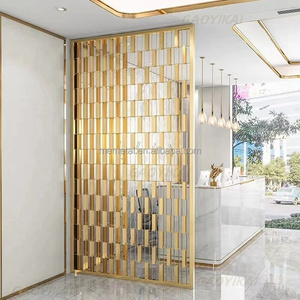 لوحة حائط عصرية فاخرة من الفولاذ المقاوم للصدأ مقسمة للغرف مقطعة بالليزر لردهة الفندق عنصر ديكور خارجي للداخل - Product Image 5