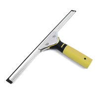 Verre de supermarché de nettoyage de vitres jaune Raclette de fenêtre en acier inoxydable de 14 pouces Ensemble de nettoyage flexible pour boîte de transport en métal de sol